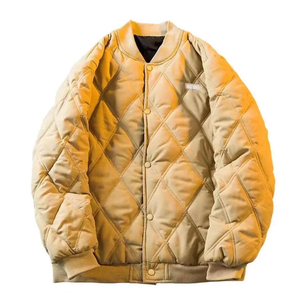 Men's Winter Padded Bomber Jacket – Quilted, Loose Fit