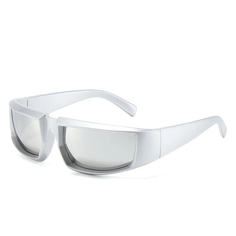 Lunettes de soleil steampunk pour cyclisme 2023, lunettes de protection punk pour femmes, lunettes de soleil de marque pour hommes, verres miroirs argentés, lunettes de cyclisme