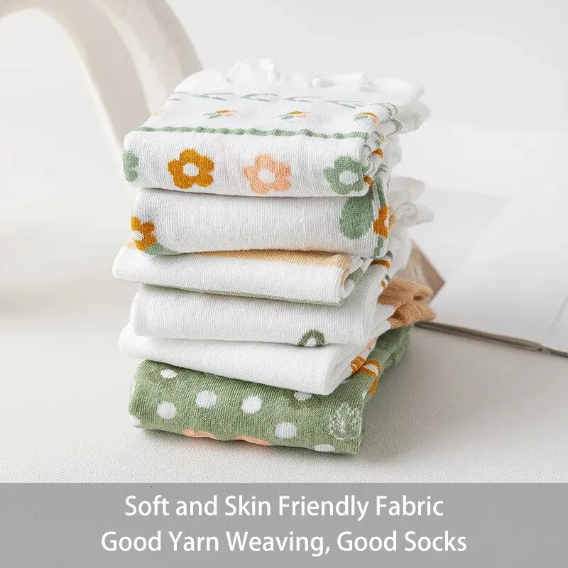 Women's 3-Pair Striped Flower Socks – Spring/Summer