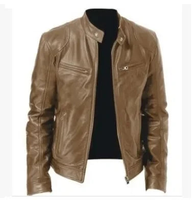 Men's Faux Leather Motorcycle Biker Jacket