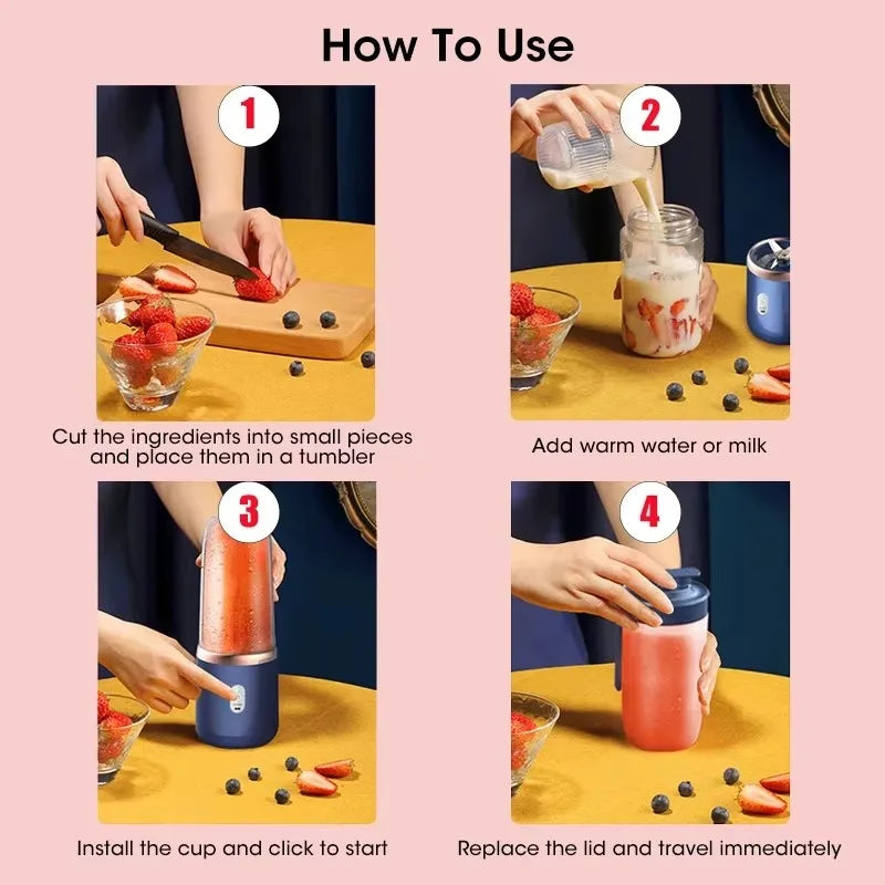 Portable 6-Blade USB Juicer Cup