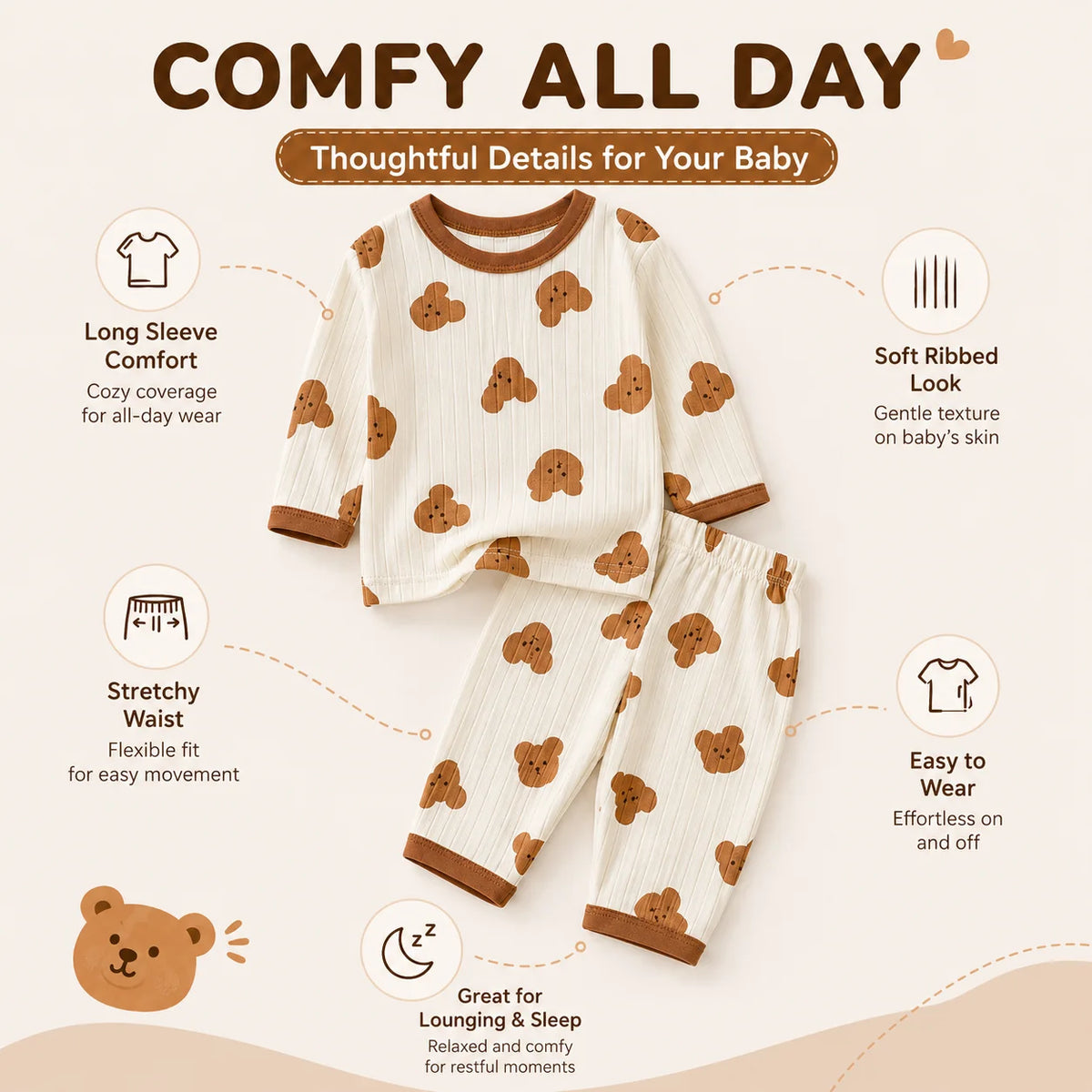 Baby Boys' Long Sleeve Pajama Set – Lightweight