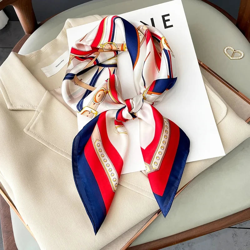 Foulard pour femme 70X70cm mode 2025, imprimé, pashmina, foulard en soie, châle carré, bandeau décoratif, tour de cou, design de luxe, bandana