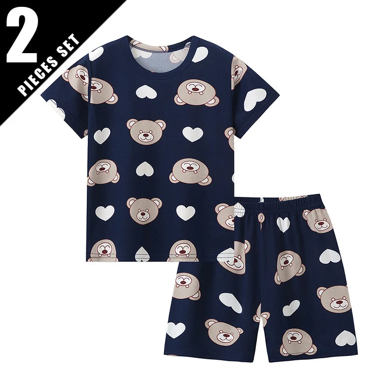 Kids' 2-Piece Bear Print Outfit – T-Shirt & Shorts