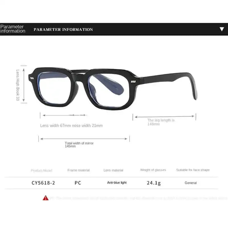 Lunettes anti-lumière bleue unisexe pour hommes et femmes, lunettes d'ordinateur rétro carrées avec rivets, monture transparente anti-lumière bleue