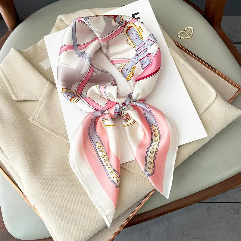 Foulard pour femme 70X70cm mode 2025, imprimé, pashmina, foulard en soie, châle carré, bandeau décoratif, tour de cou, design de luxe, bandana