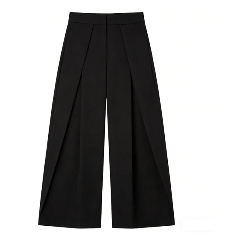 Women's High-Waist Pleated Wide-Leg Pants