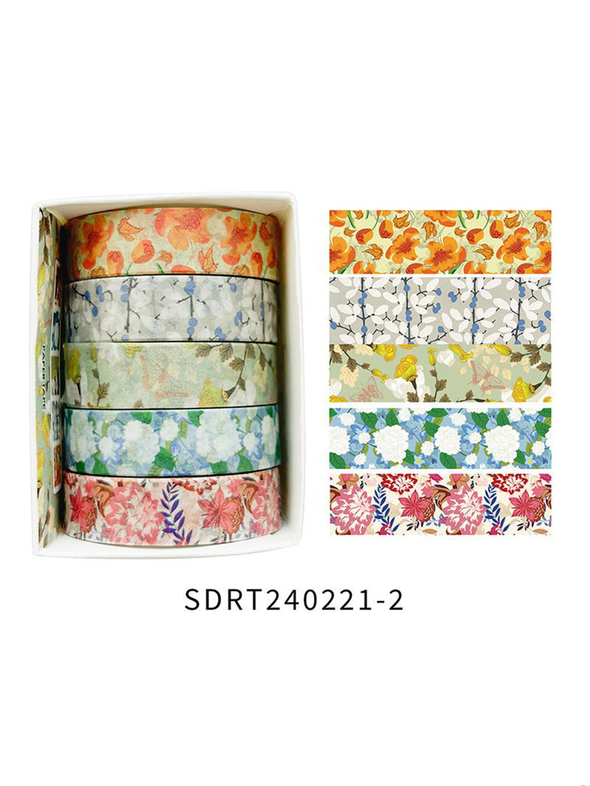 Romantic Flower Washi Tape (5 Rolls)