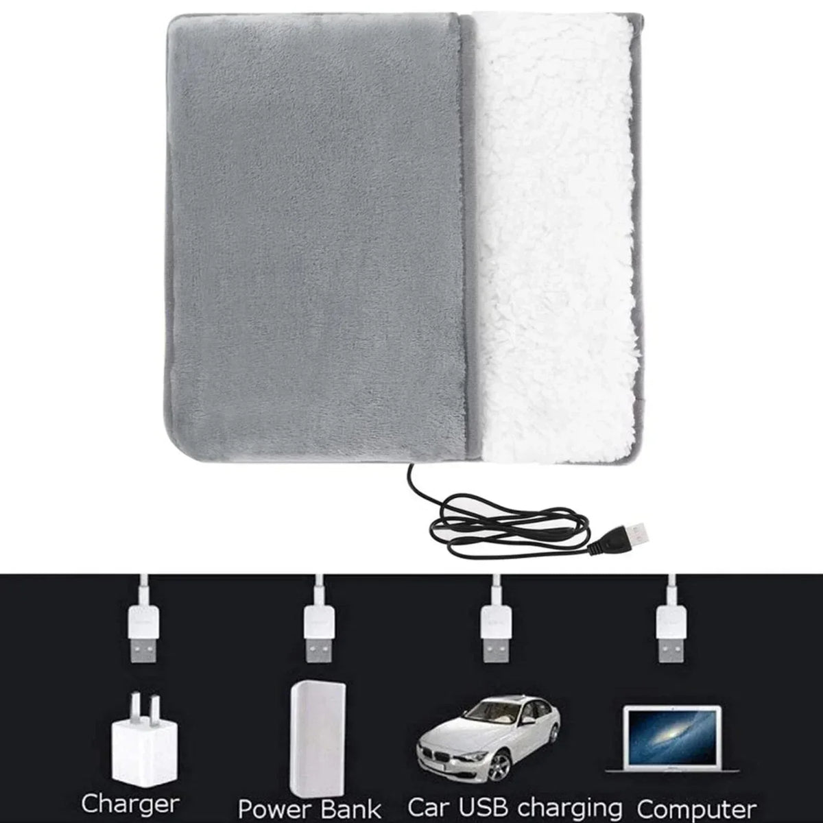 USB Heated Foot Warmer — Plush Cozy Feet Heater for Home, Office & Car