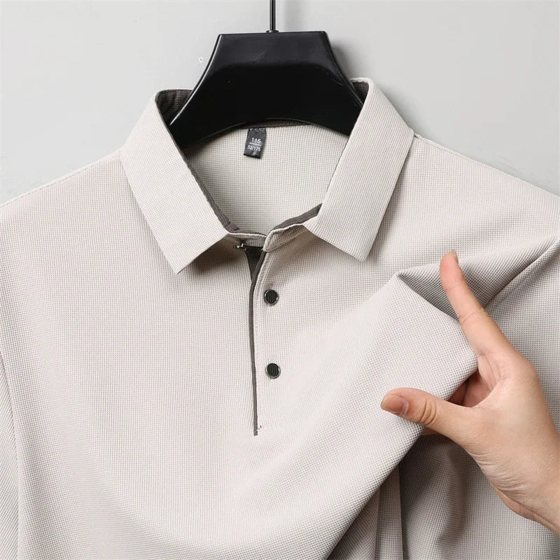 Men's Business Casual Long Sleeve Polo Shirt