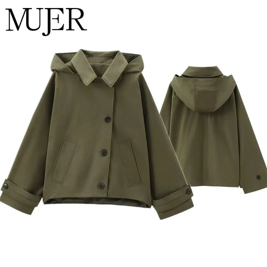 Women's Hooded Trench Coat – Long Sleeve