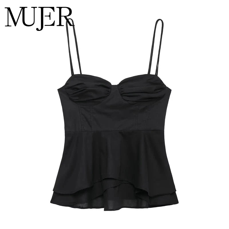 Women's Black Corset Crop Top – Backless Camisole