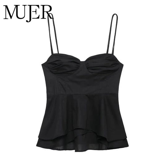 Women's Black Corset Crop Top – Backless Camisole