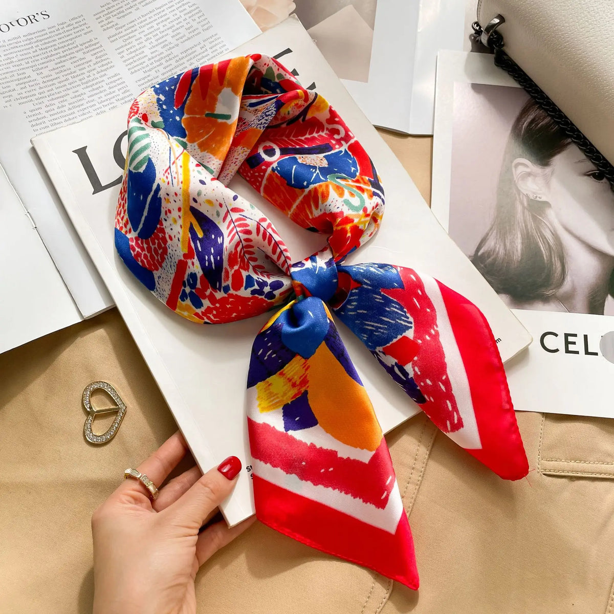 Foulard pour femme 70X70cm mode 2025, imprimé, pashmina, foulard en soie, châle carré, bandeau décoratif, tour de cou, design de luxe, bandana
