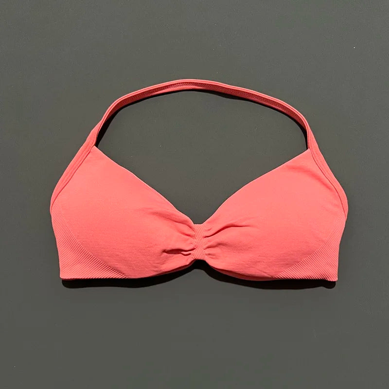 Soutien-gorge de sport dos nu à maintien élevé pour femme, haut de fitness sans couture, respirant, pour yoga, course et entraînement
