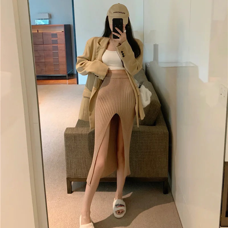 Women's Slim Fit Knitted Dress – High Waist