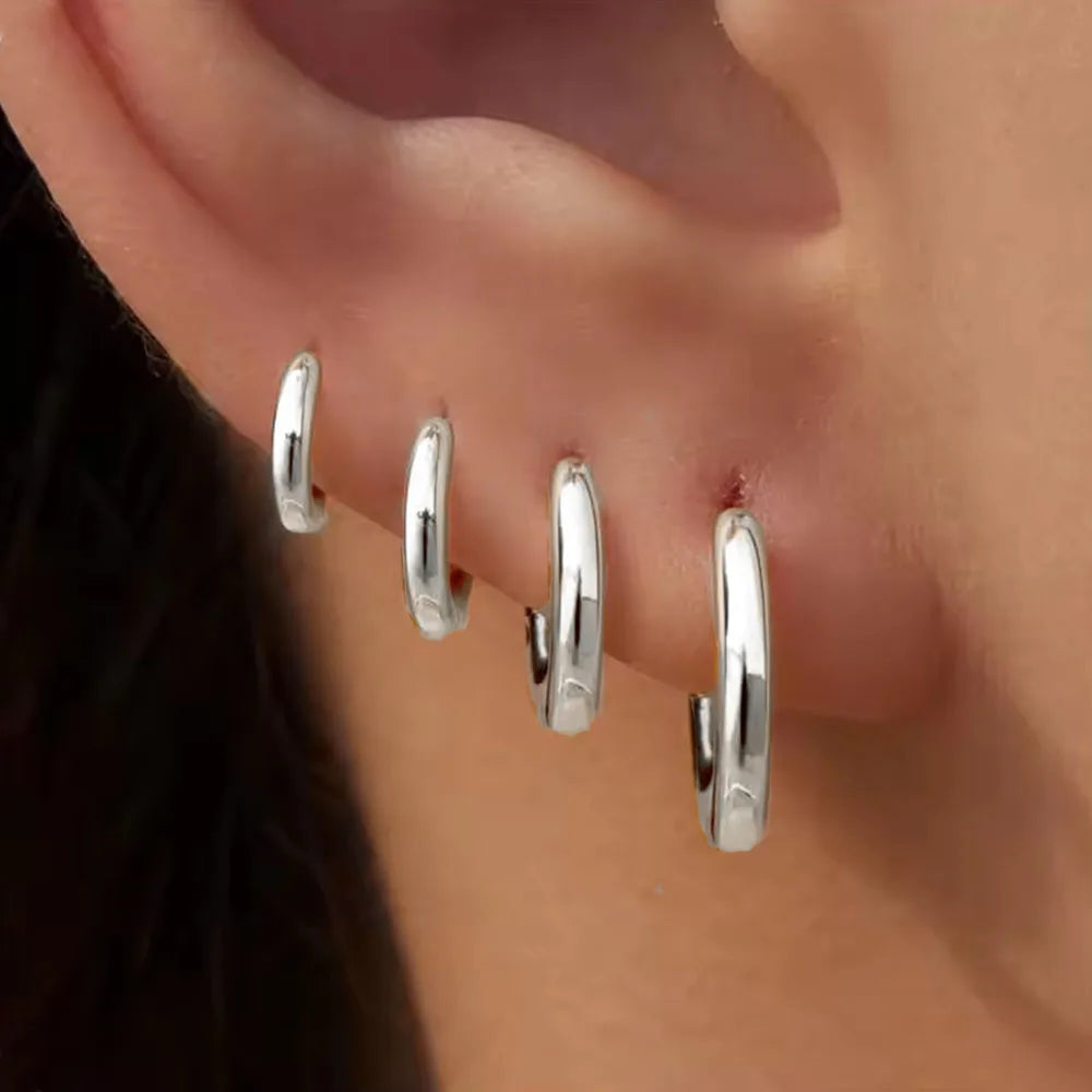 Stainless Hoop Earrings Set