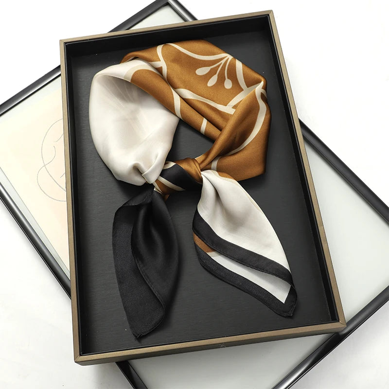 Foulard pour femme 70X70cm mode 2025, imprimé, pashmina, foulard en soie, châle carré, bandeau décoratif, tour de cou, design de luxe, bandana