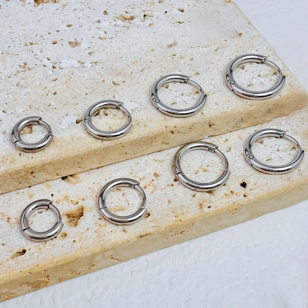 Stainless Hoop Earrings Set