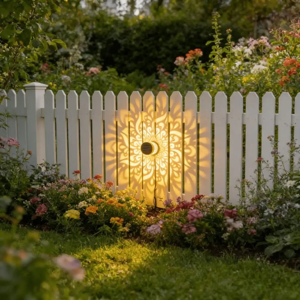Solar Mandala Wall Light — Decorative Outdoor Projection Lamp