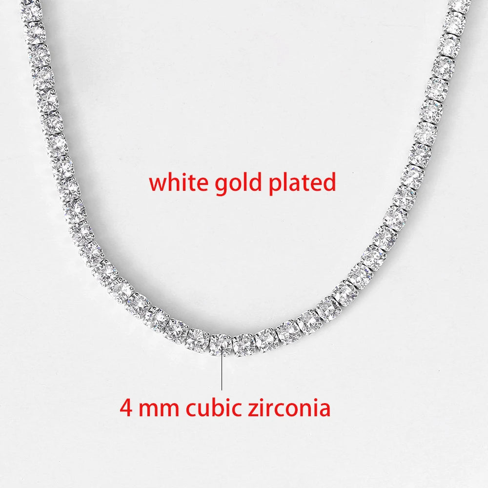 Collier chaîne tennis Hip Hop glacé pour hommes et femmes, luxe avec cristaux de zircon cubique, accessoire de cou court style rock, bijoux OHN016