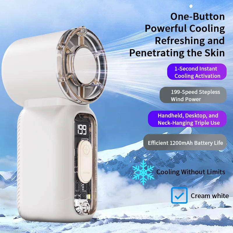Super Mini Handheld Fan with Digital Display (USB Rechargeable)