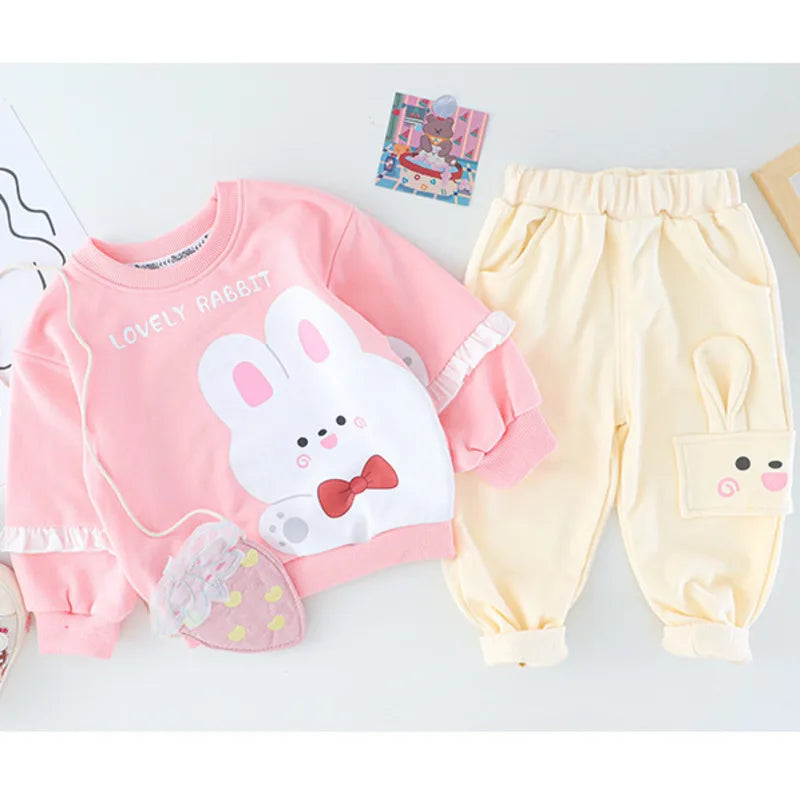 Toddler Girls' 2-Piece Cartoon Outfit – T-Shirt & Pants