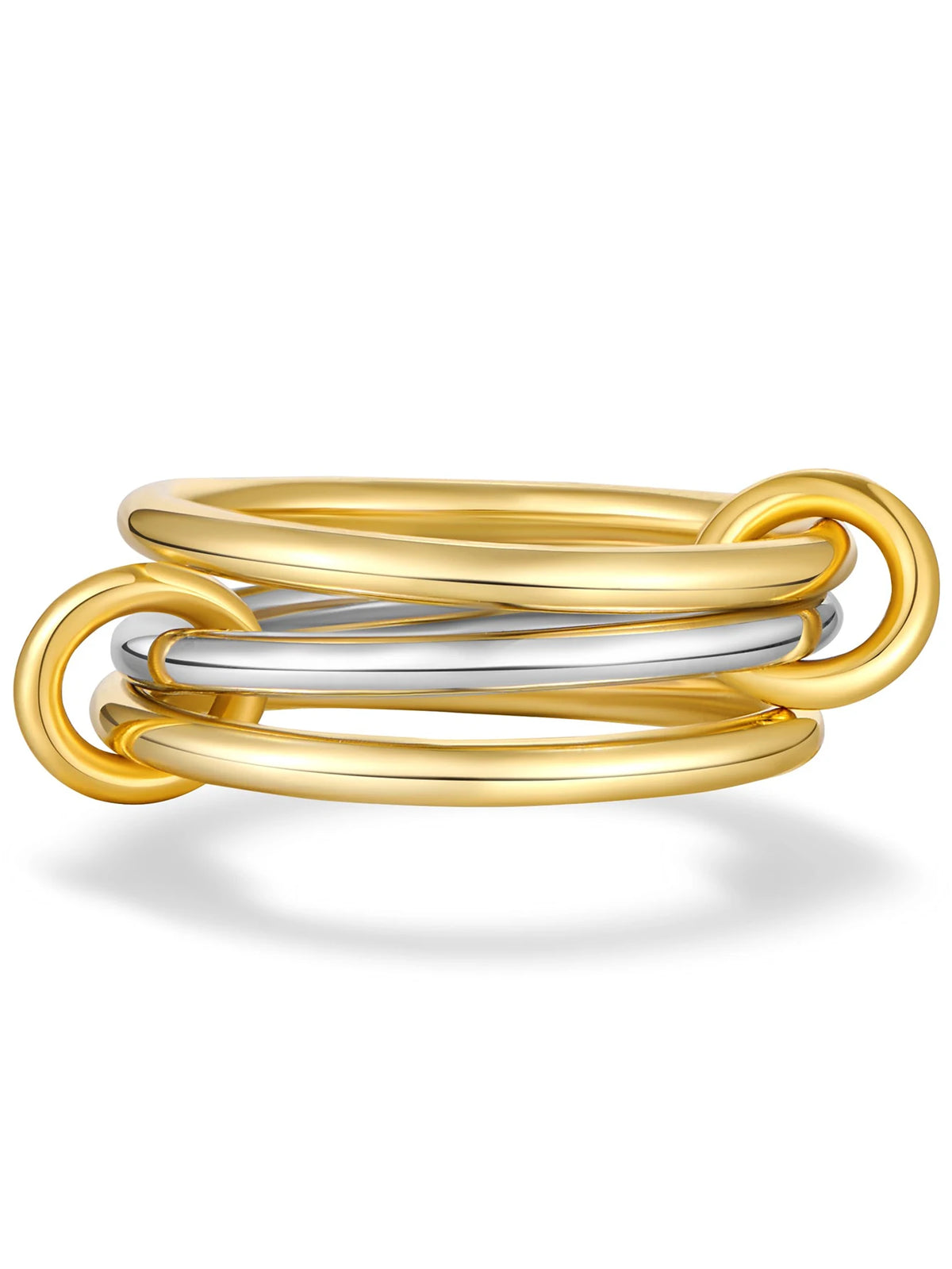 Anelli alla moda in oro e argento, placcati in oro 18k, set da 4 pezzi impilabili con zirconi scintillanti, ideali come gioielli da festa per donna