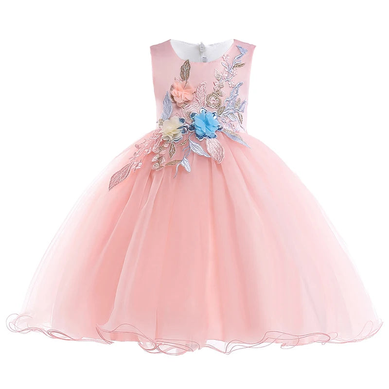 Girls' Elegant Flower Girl Dress – Applique, Party