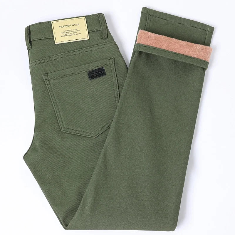 Men's Winter Fleece-Lined Jeans – Straight Fit