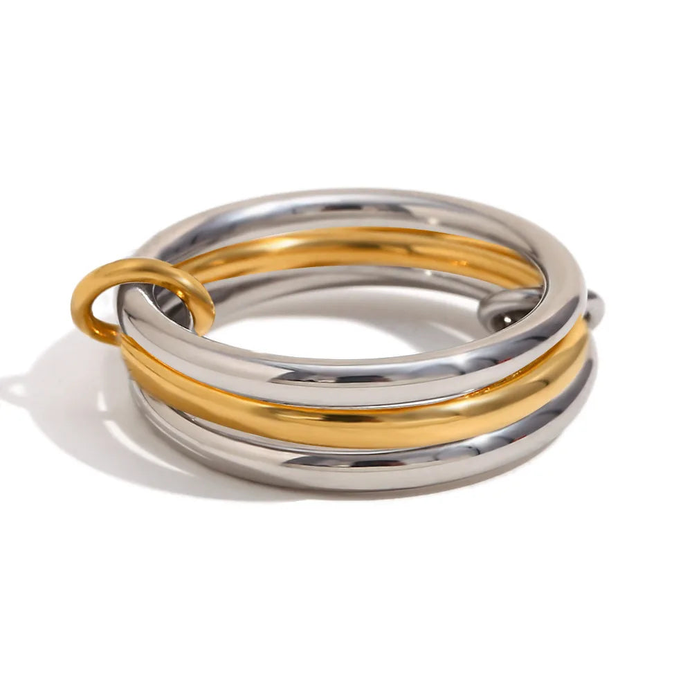 Anelli alla moda in oro e argento, placcati in oro 18k, set da 4 pezzi impilabili con zirconi scintillanti, ideali come gioielli da festa per donna