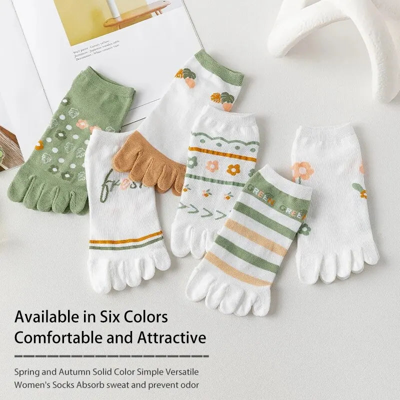 Women's 3-Pair Striped Flower Socks – Spring/Summer