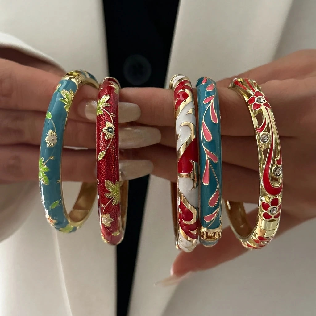Enamel Flower Gold Bracelet
