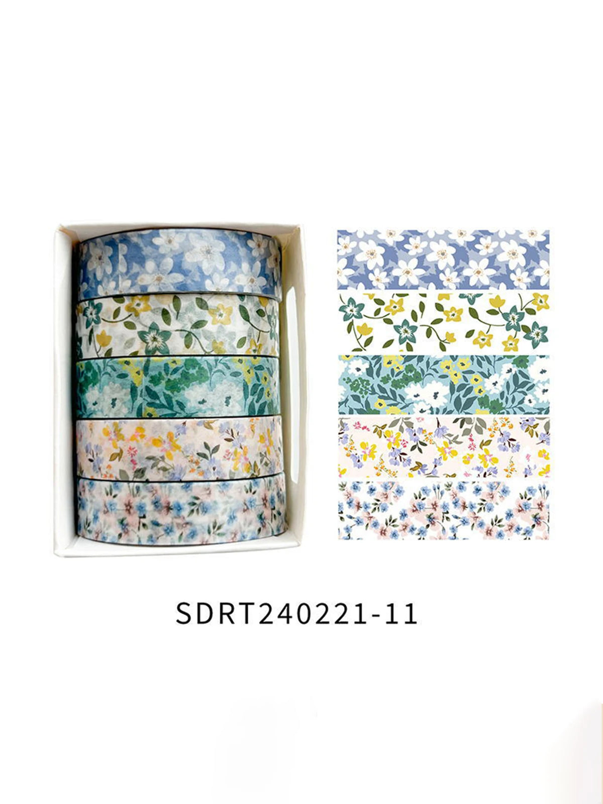 Romantic Flower Washi Tape (5 Rolls)