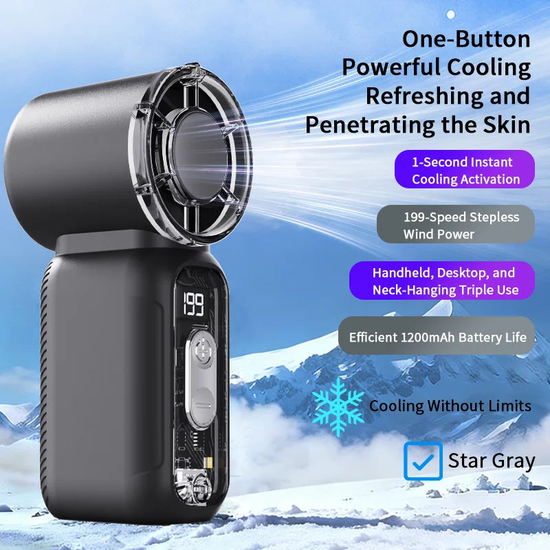 Super Mini Handheld Fan with Digital Display (USB Rechargeable)