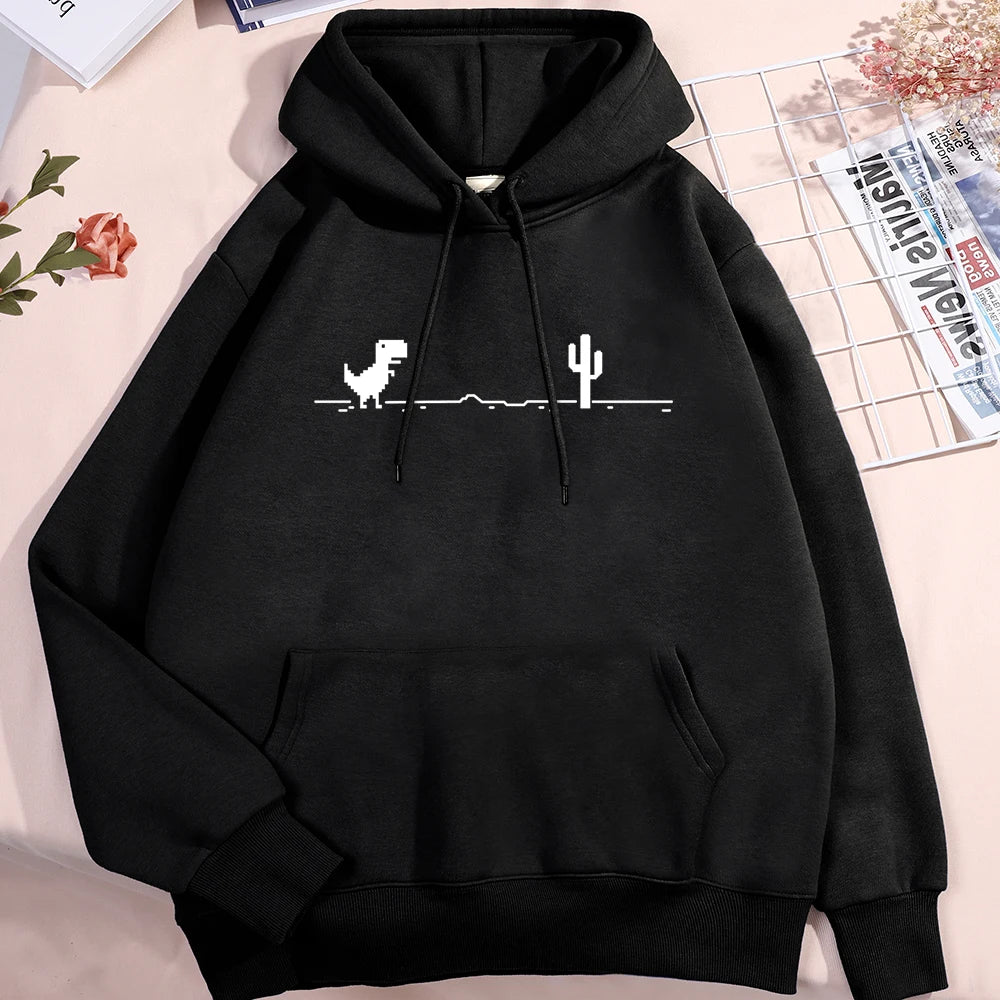 Unisex Dinosaur Graphic Hoodie – Pullover, Pocket