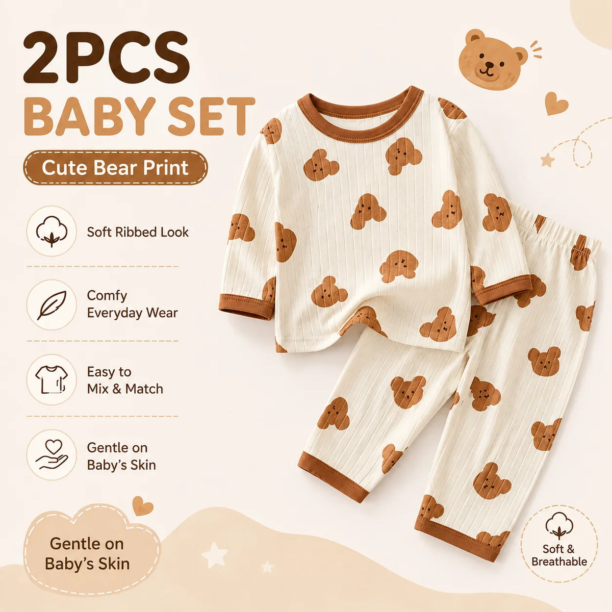 Baby Boys' Long Sleeve Pajama Set – Lightweight
