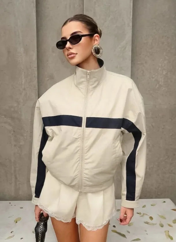 Women's Colorblock Zip-Collar Jacket