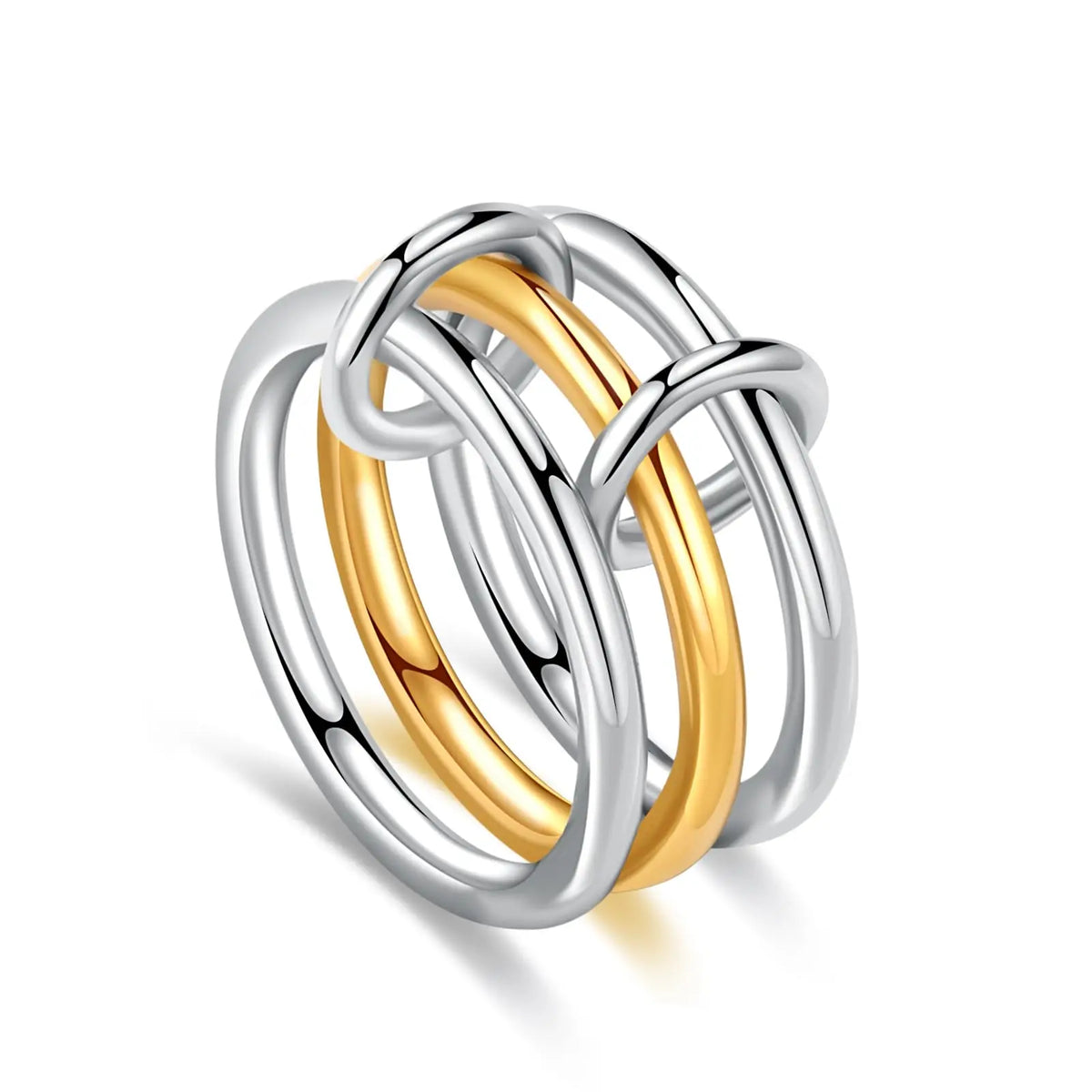 Anelli alla moda in oro e argento, placcati in oro 18k, set da 4 pezzi impilabili con zirconi scintillanti, ideali come gioielli da festa per donna