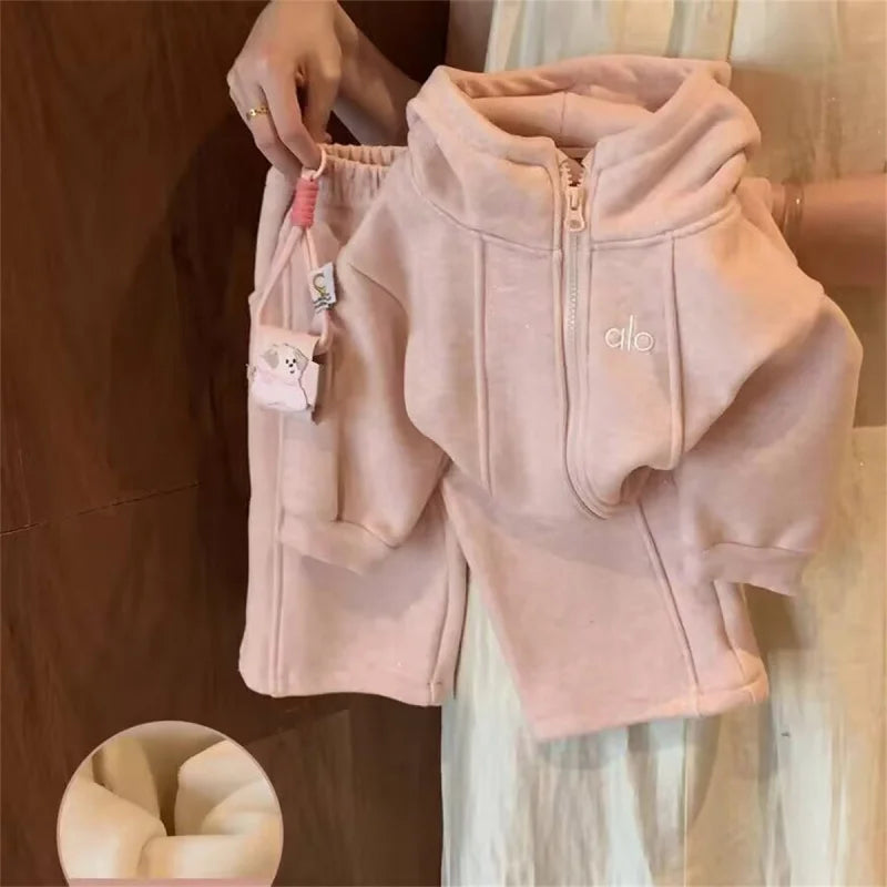 Girls' 2-Piece Fleece-Lined Winter Set – Jacket & Wide-Leg Pants