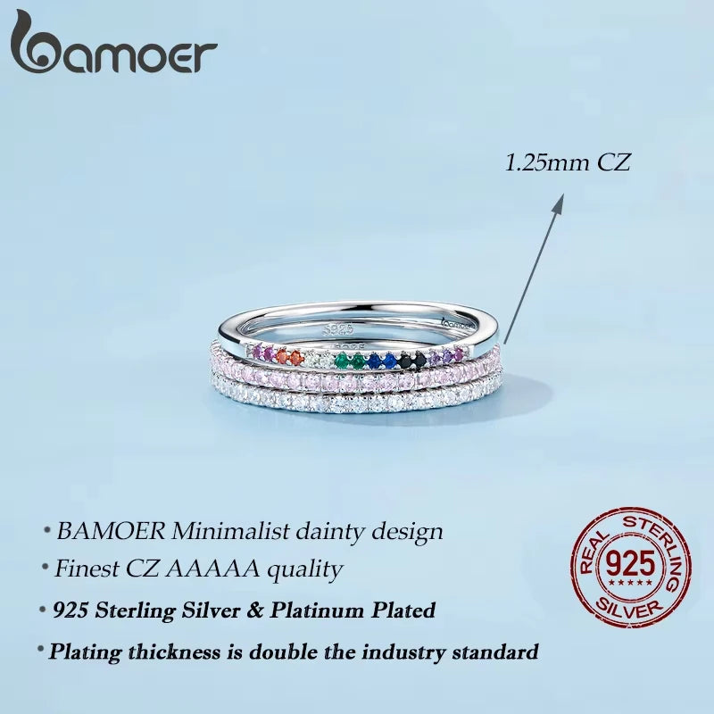 BAMOER 925 Sterling Silver Simulated Diamond Ring