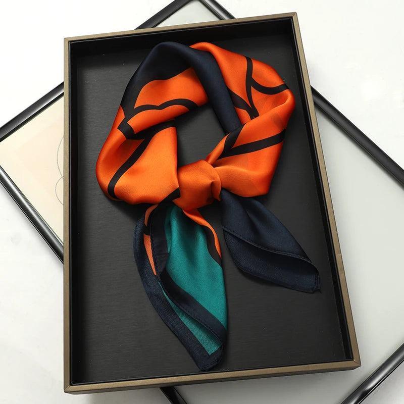 Foulard pour femme 70X70cm mode 2025, imprimé, pashmina, foulard en soie, châle carré, bandeau décoratif, tour de cou, design de luxe, bandana
