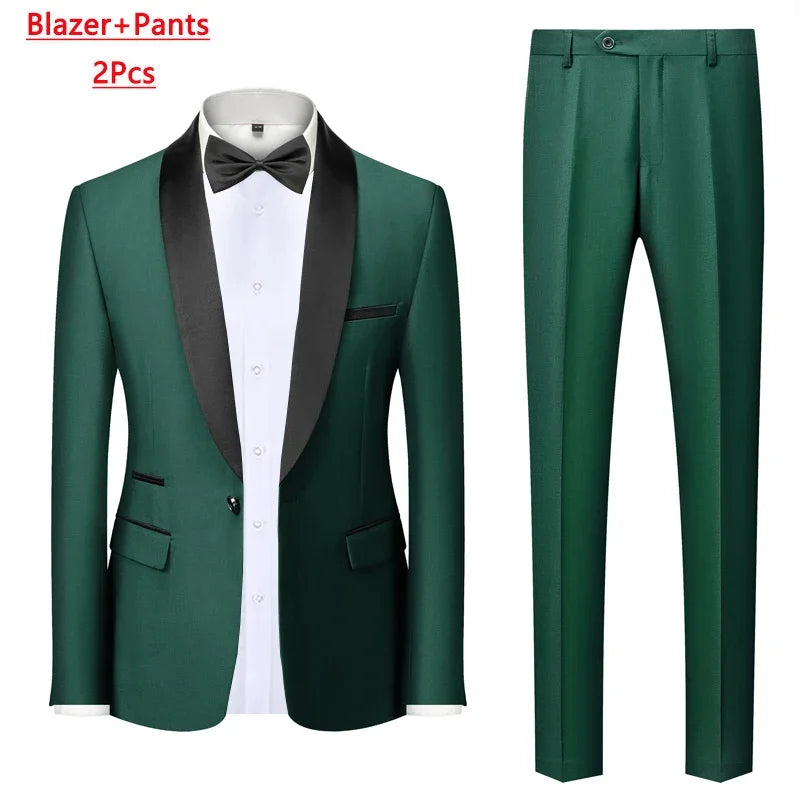 Men's 3-Piece Polyester Viscose Formal Suit – Blazer, Vest & Pants