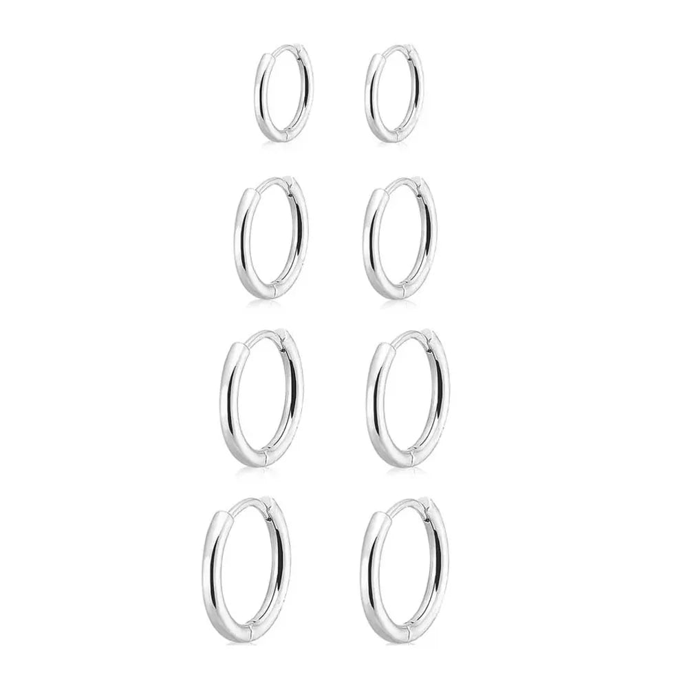 Stainless Hoop Earrings Set