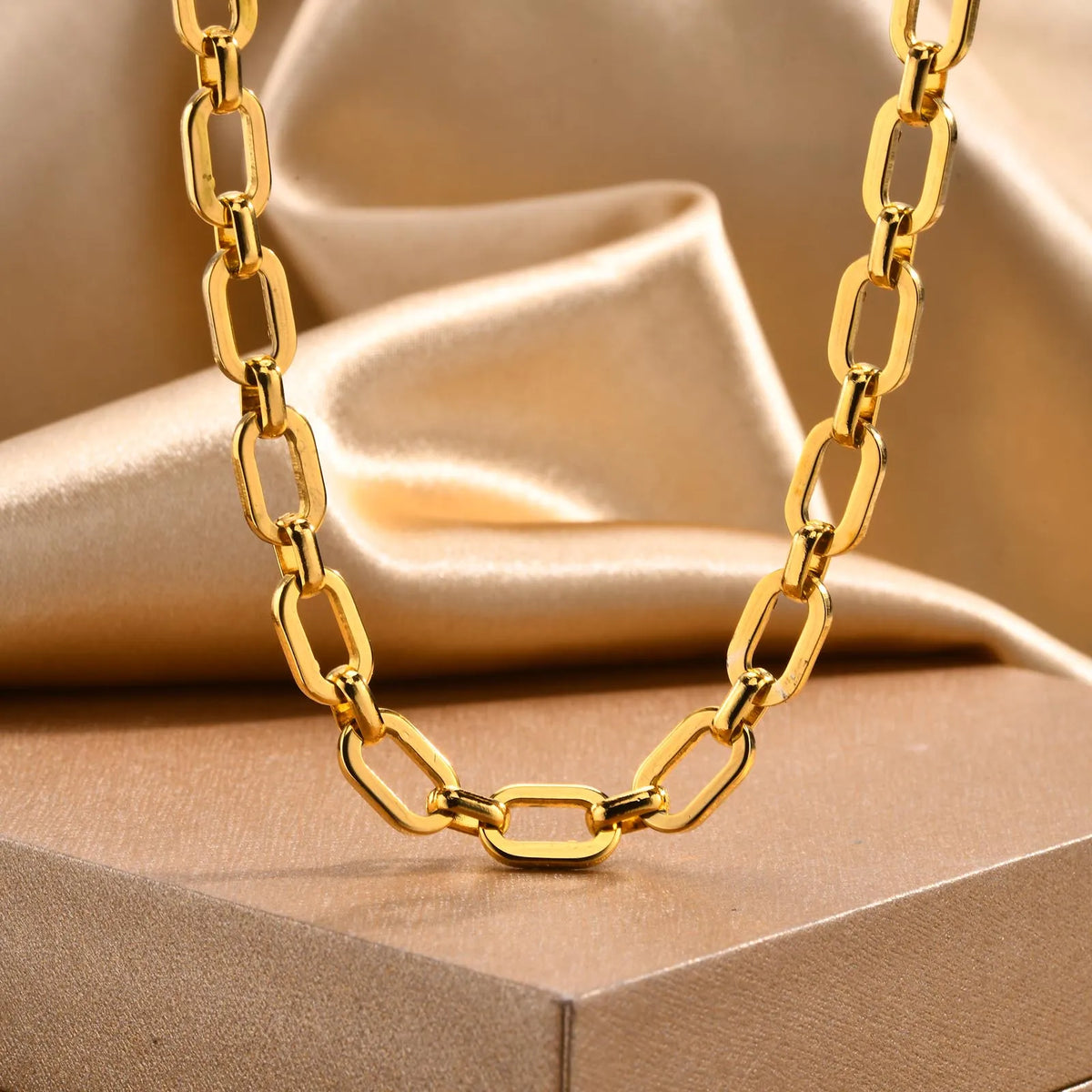 Chunky Gold Plated Link Necklace (stainless steel)
