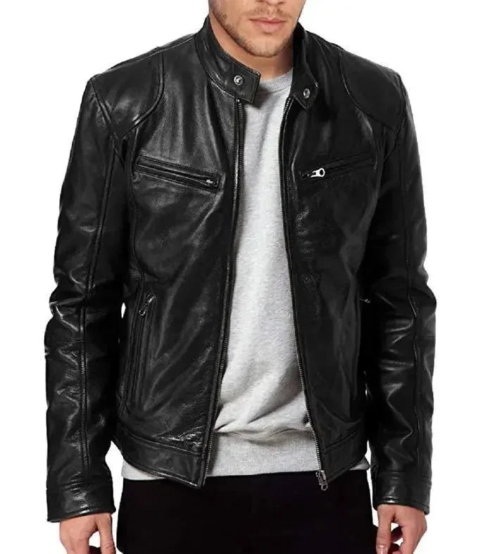 Men's Faux Leather Motorcycle Biker Jacket