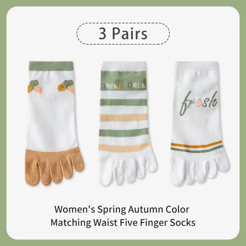 Women's 3-Pair Striped Flower Socks – Spring/Summer