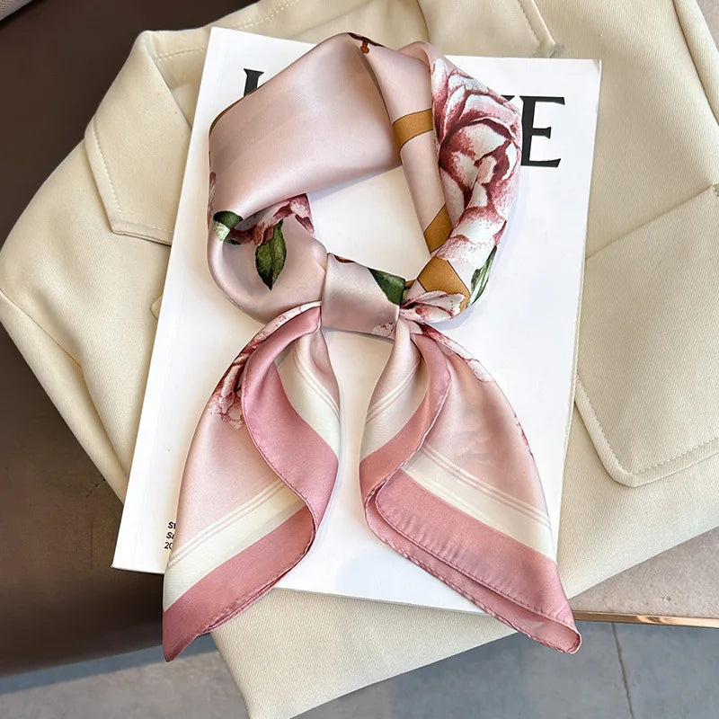 Foulard pour femme 70X70cm mode 2025, imprimé, pashmina, foulard en soie, châle carré, bandeau décoratif, tour de cou, design de luxe, bandana