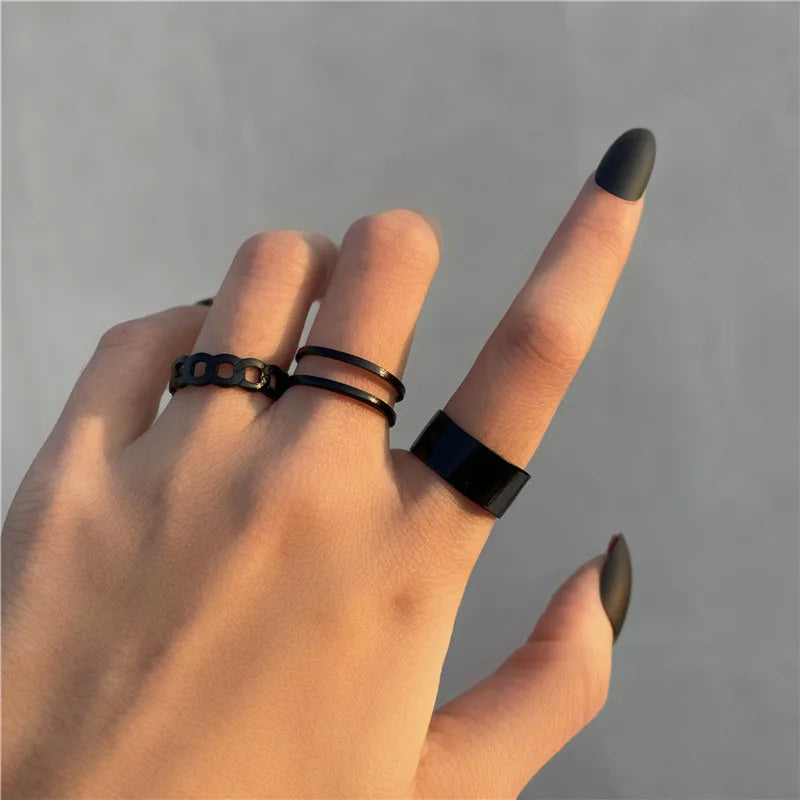 Silver Crystal Rings Set