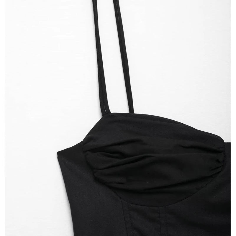 Women's Black Corset Crop Top – Backless Camisole